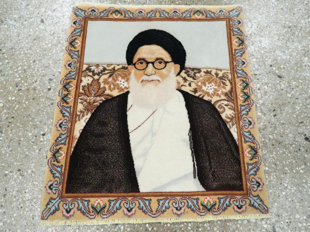 Vintage Persian Tabriz Pictorial Rug, No.29595 - Staging