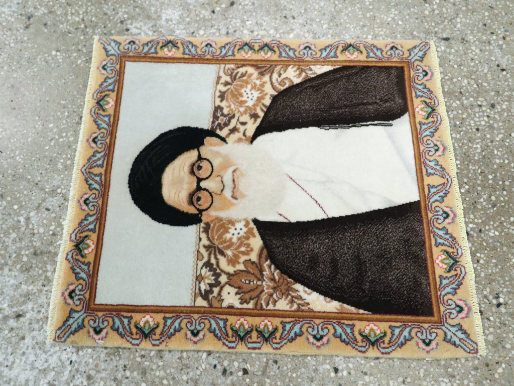 Vintage Persian Tabriz Pictorial Rug, No.29595 - Staging