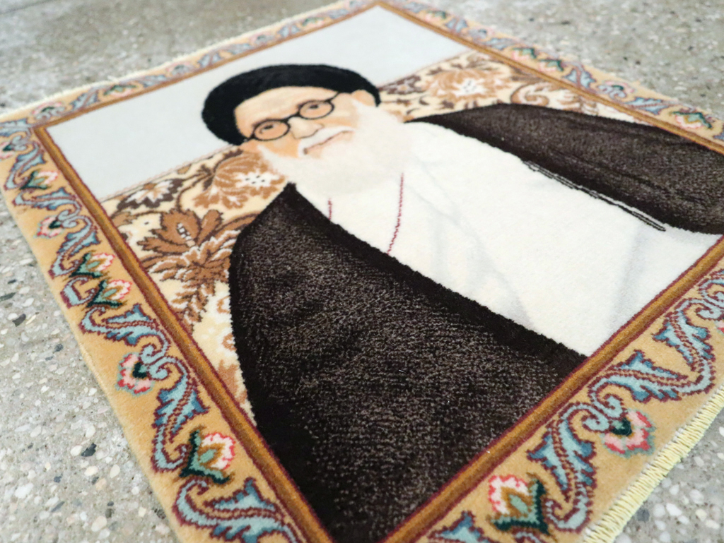 Vintage Persian Tabriz Pictorial Rug, No.29595 - Staging