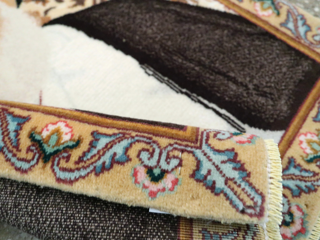 Vintage Persian Tabriz Pictorial Rug, No.29595 - Staging