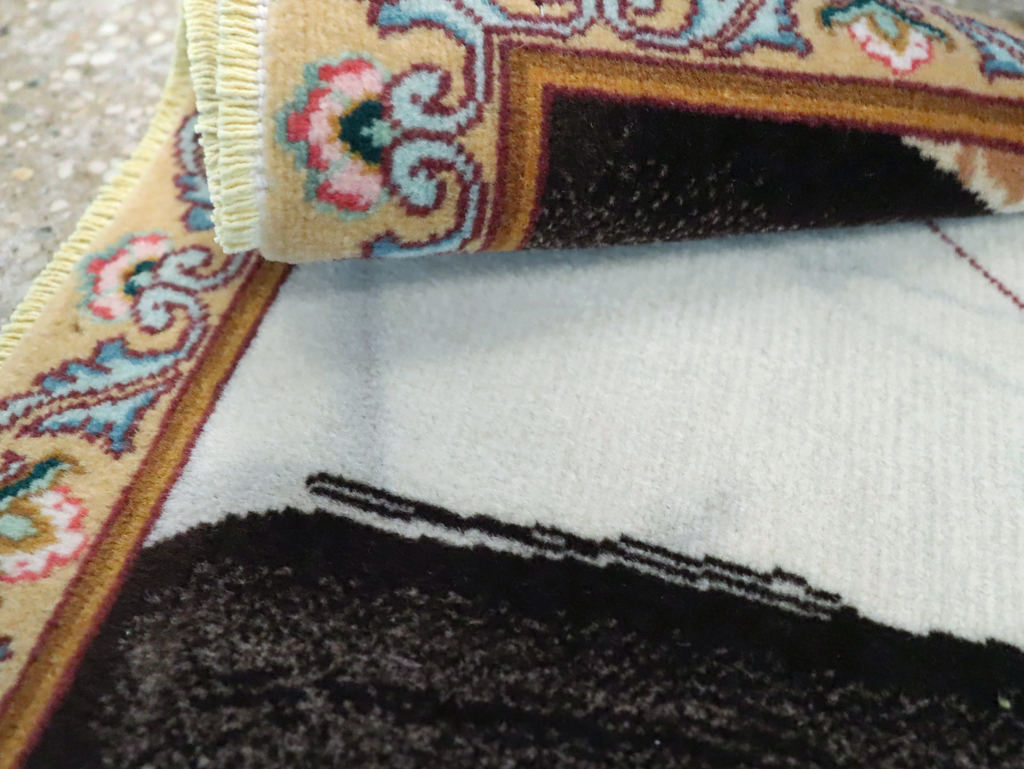 Vintage Persian Tabriz Pictorial Rug, No.29595 - Staging