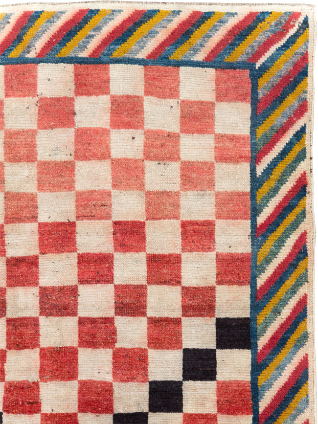 Vintage Persian Gabbeh Accent Rug, No.29601 - Staging