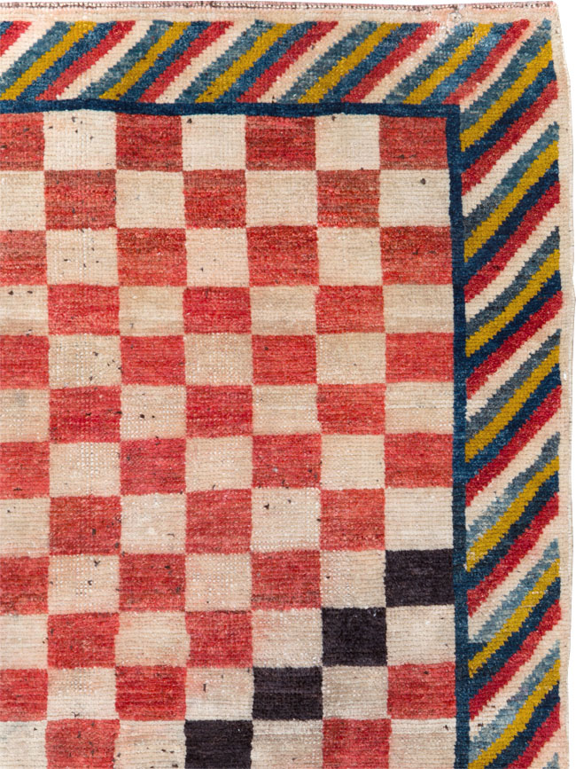 Vintage Persian Gabbeh Accent Rug, No.29601 - Staging