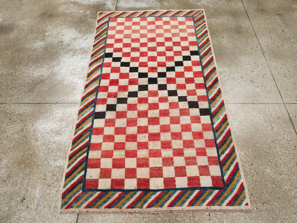 Vintage Persian Gabbeh Accent Rug, No.29601 - Staging