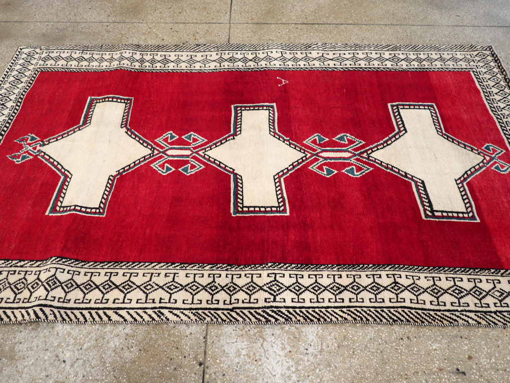 Vintage Persian Gabbeh Accent Rug, No.29603 - Staging