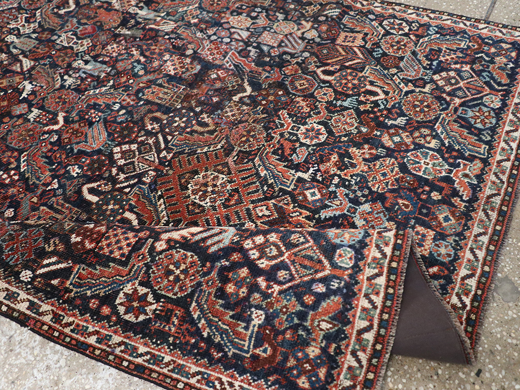 Antique Persian Shiraz Pictorial Accent Rug, No.29604 - Staging