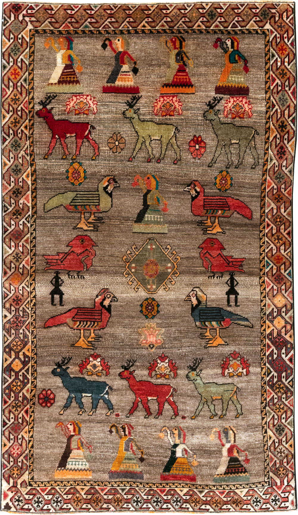 Vintage Persian Pictorial Shiraz Rug, No.29605 - Staging