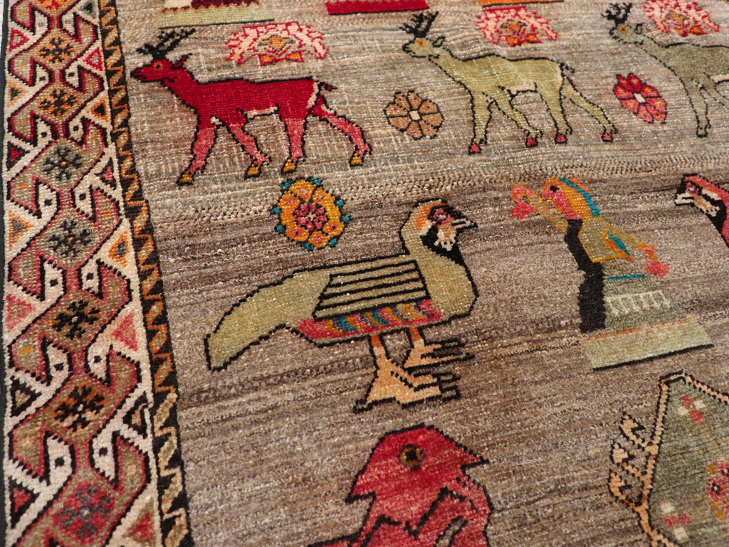 Vintage Persian Pictorial Shiraz Rug, No.29605 - Staging