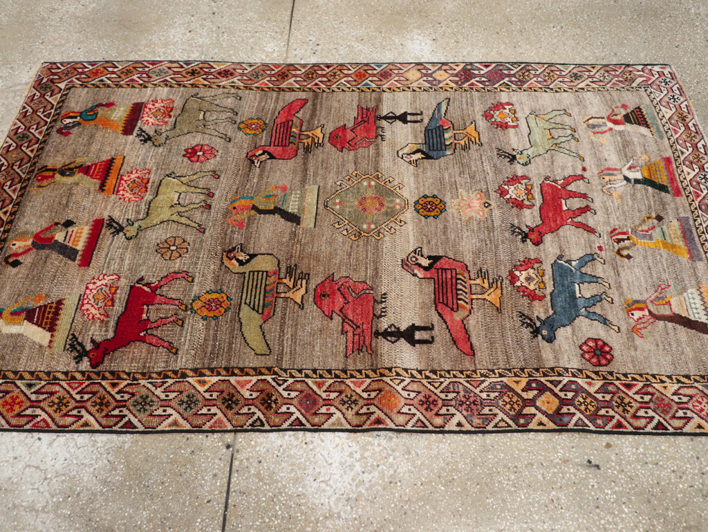 Vintage Persian Pictorial Shiraz Rug, No.29605 - Staging