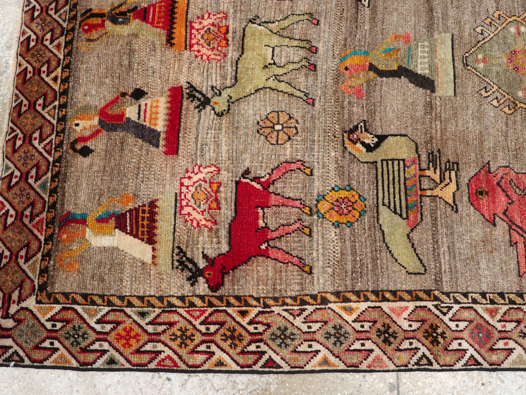 Vintage Persian Pictorial Shiraz Rug, No.29605 - Staging