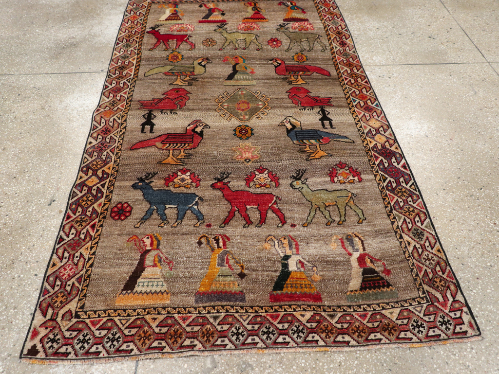 Vintage Persian Pictorial Shiraz Rug, No.29605 - Staging