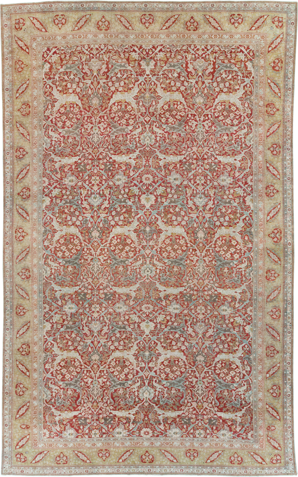 Antique Persian Kashan Oversize Carpet, No.29606 - Staging