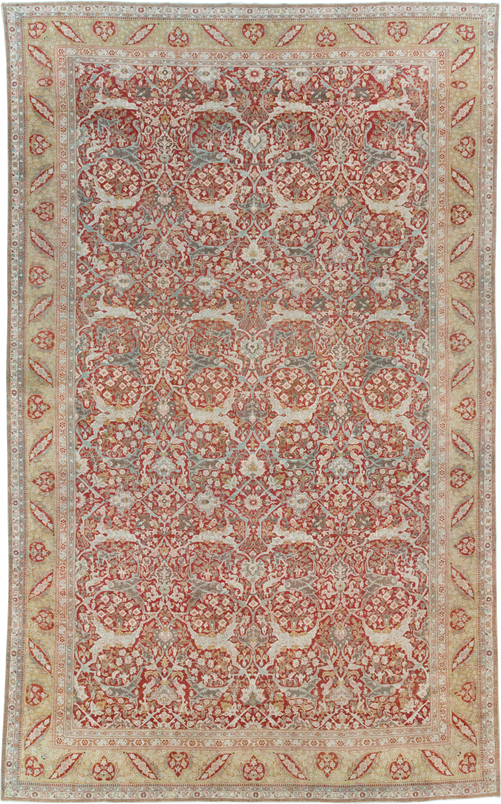 Antique Persian Kashan Oversize Carpet, No.29606 - Staging