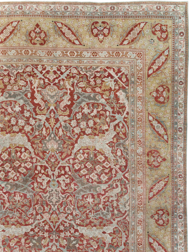 Antique Persian Kashan Oversize Carpet, No.29606 - Staging