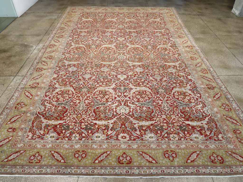 Antique Persian Kashan Oversize Carpet, No.29606 - Staging