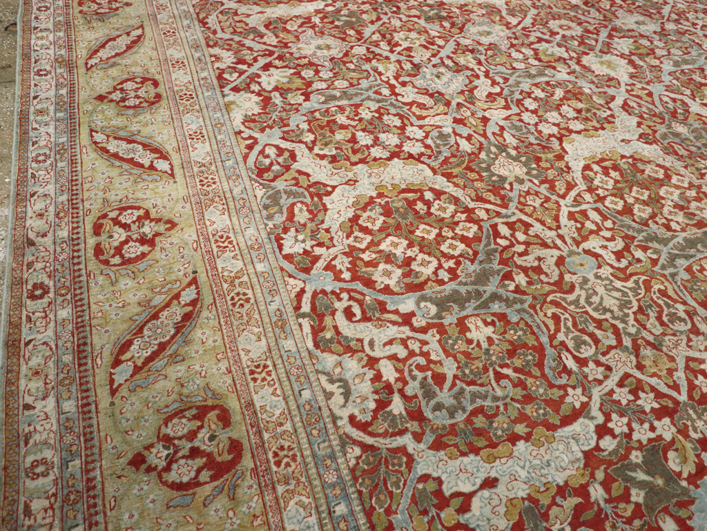 Antique Persian Kashan Oversize Carpet, No.29606 - Staging