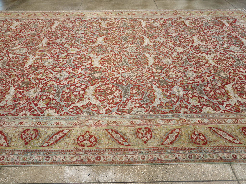 Antique Persian Kashan Oversize Carpet, No.29606 - Staging