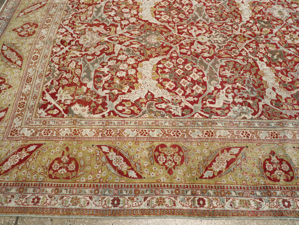Antique Persian Kashan Oversize Carpet, No.29606 - Staging