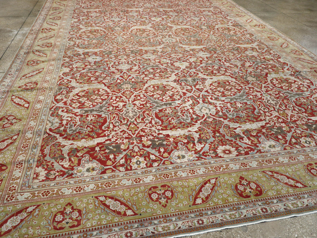 Antique Persian Kashan Oversize Carpet, No.29606 - Staging