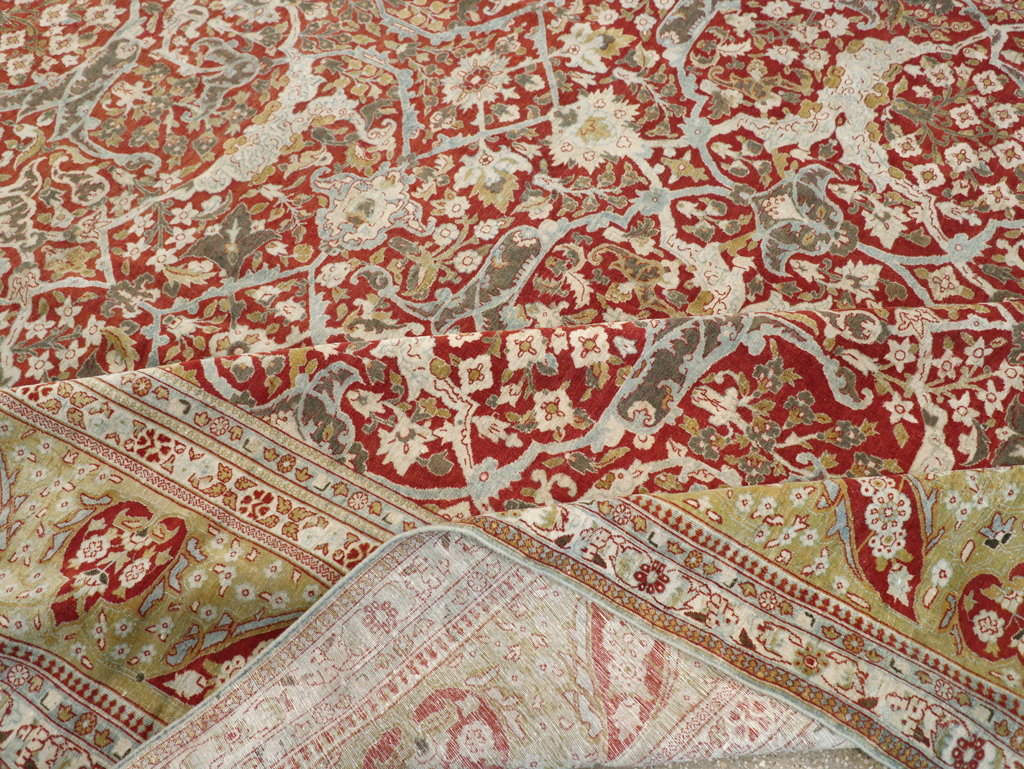 Antique Persian Kashan Oversize Carpet, No.29606 - Staging