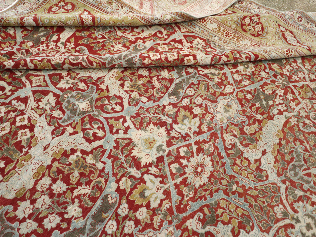 Antique Persian Kashan Oversize Carpet, No.29606 - Staging