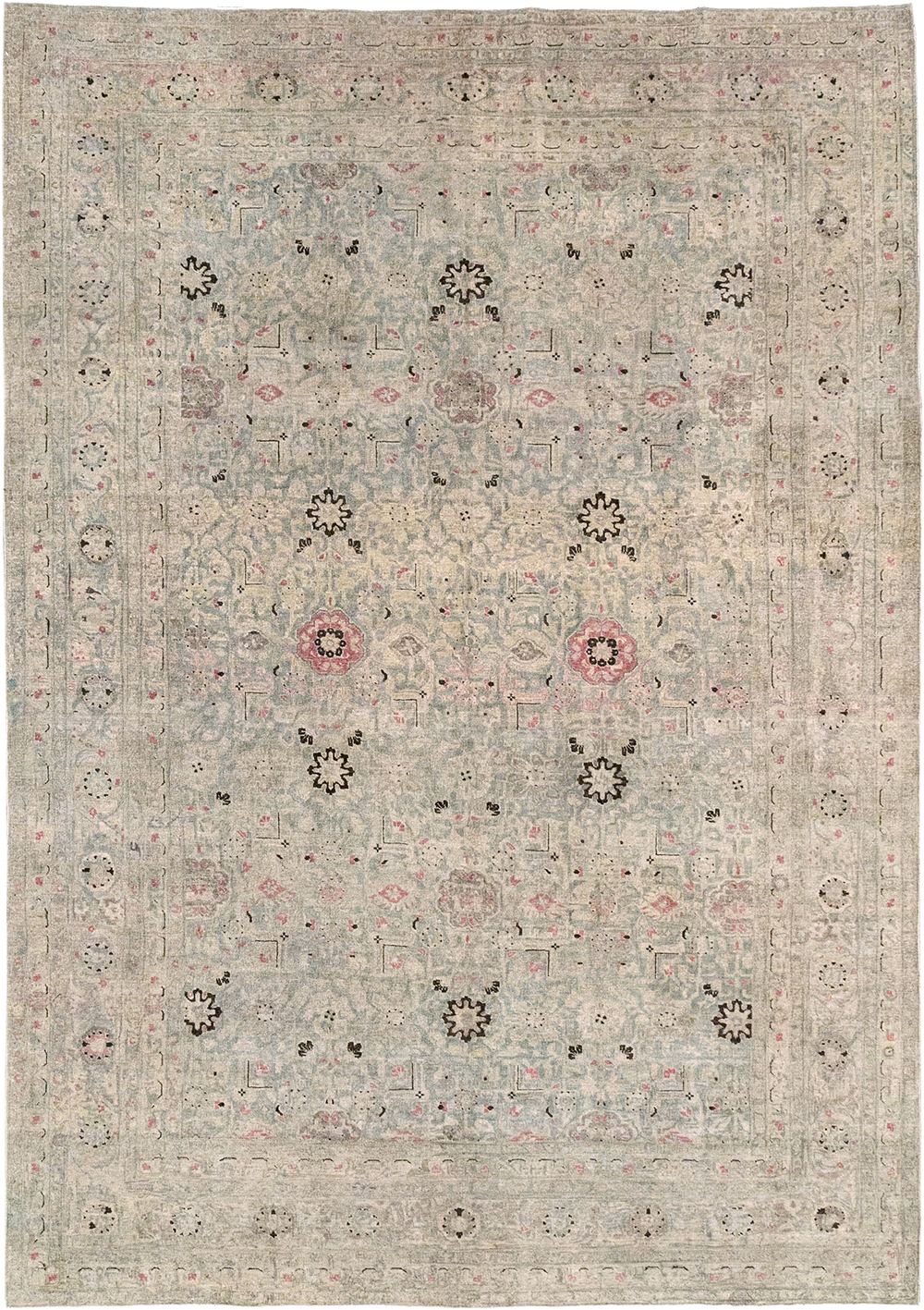 Antique Persian Tabriz Accent Carpet, No.29611 - Staging