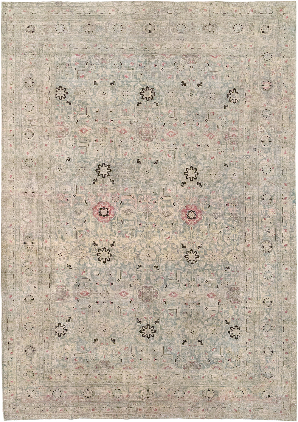 Antique Persian Tabriz Accent Carpet, No.29611 - Staging