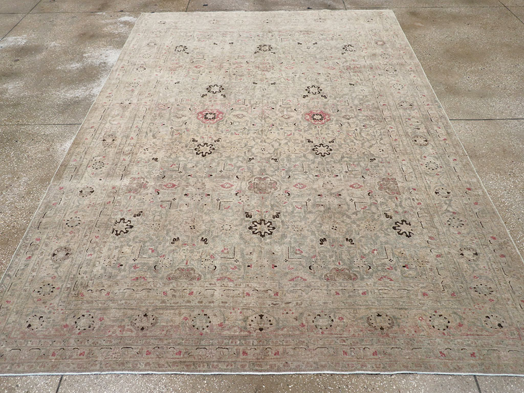 Antique Persian Tabriz Accent Carpet, No.29611 - Staging