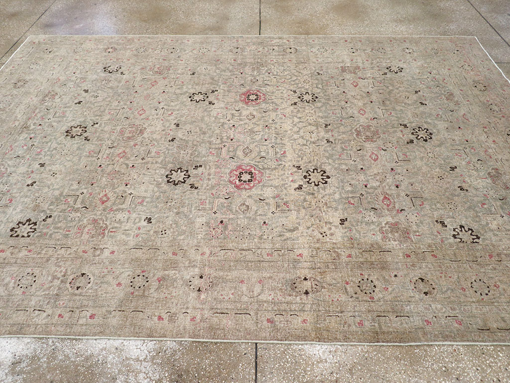 Antique Persian Tabriz Accent Carpet, No.29611 - Staging