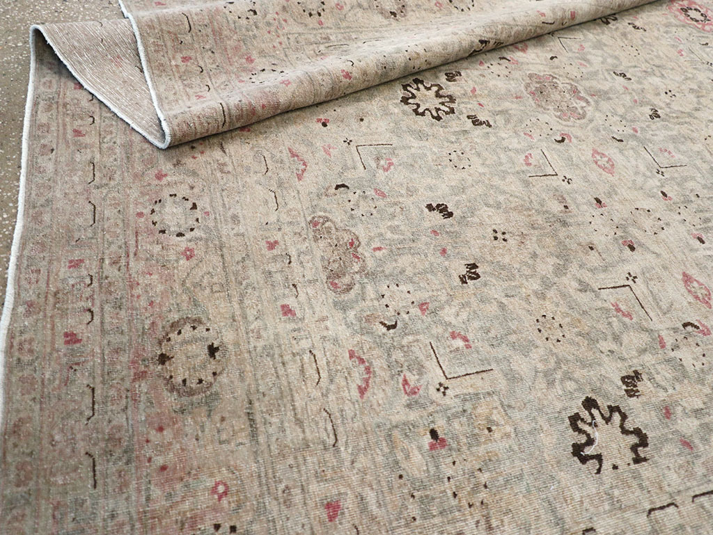 Antique Persian Tabriz Accent Carpet, No.29611 - Staging