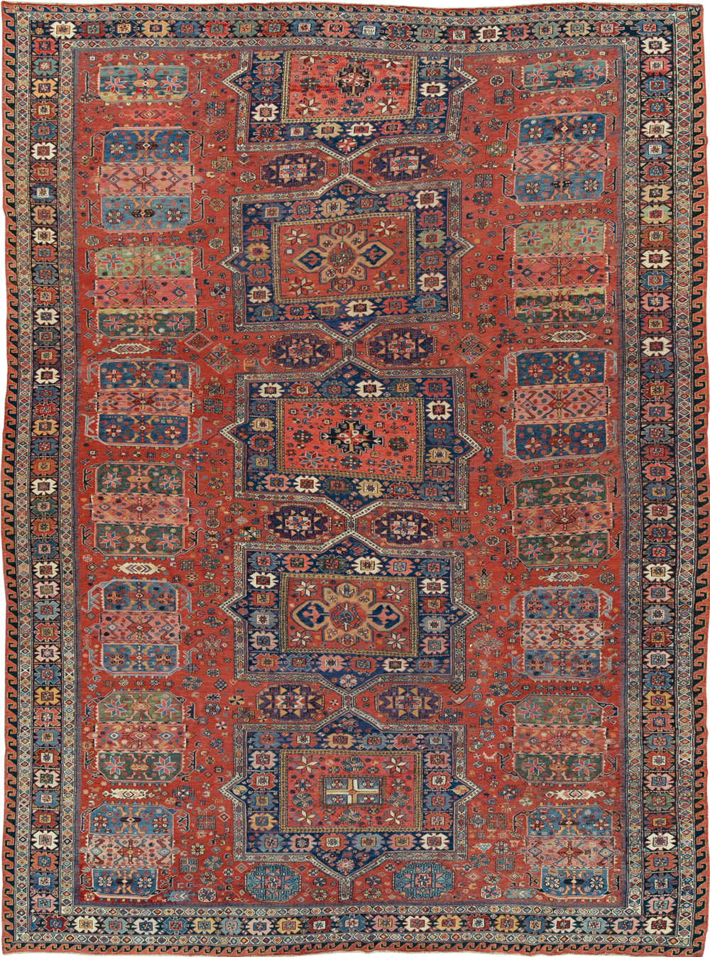 Antique Central Asian Soumak Room Size Carpet, No.29613 - Staging