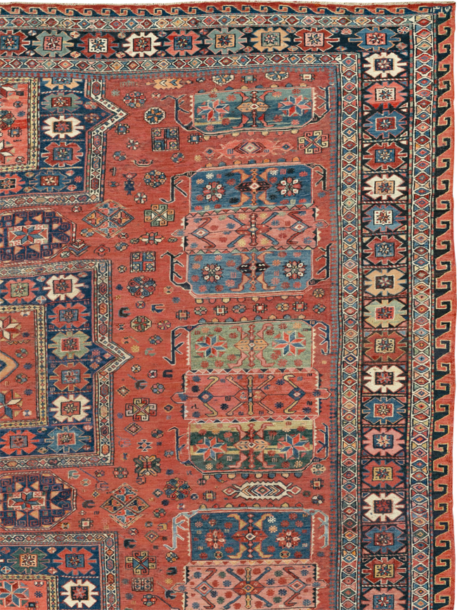 Antique Central Asian Soumak Room Size Carpet, No.29613 - Staging