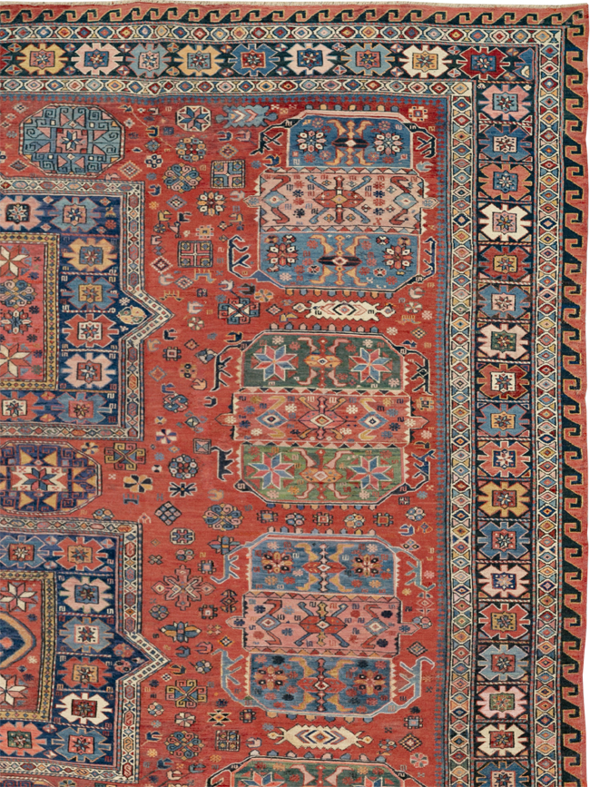 Antique Central Asian Soumak Room Size Carpet, No.29613 - Staging