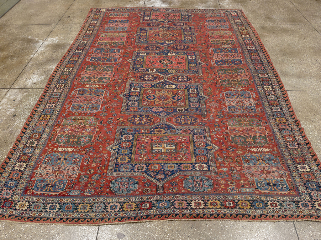 Antique Central Asian Soumak Room Size Carpet, No.29613 - Staging