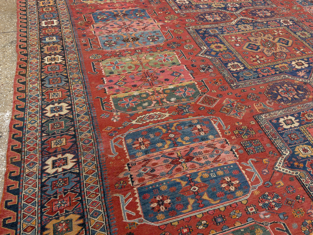 Antique Central Asian Soumak Room Size Carpet, No.29613 - Staging