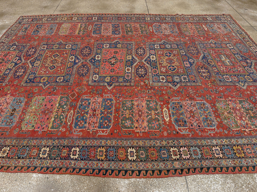 Antique Central Asian Soumak Room Size Carpet, No.29613 - Staging