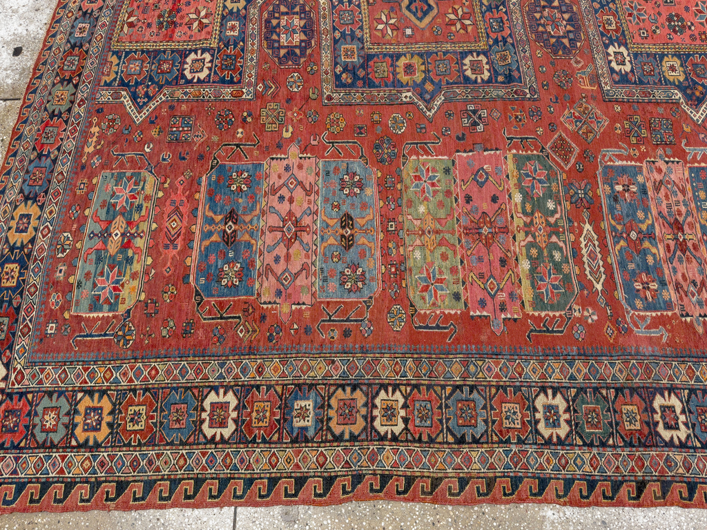 Antique Central Asian Soumak Room Size Carpet, No.29613 - Staging