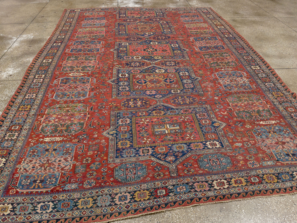 Antique Central Asian Soumak Room Size Carpet, No.29613 - Staging