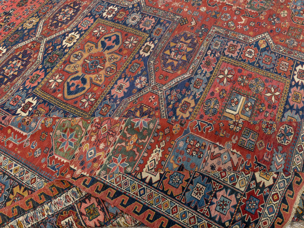 Antique Central Asian Soumak Room Size Carpet, No.29613 - Staging