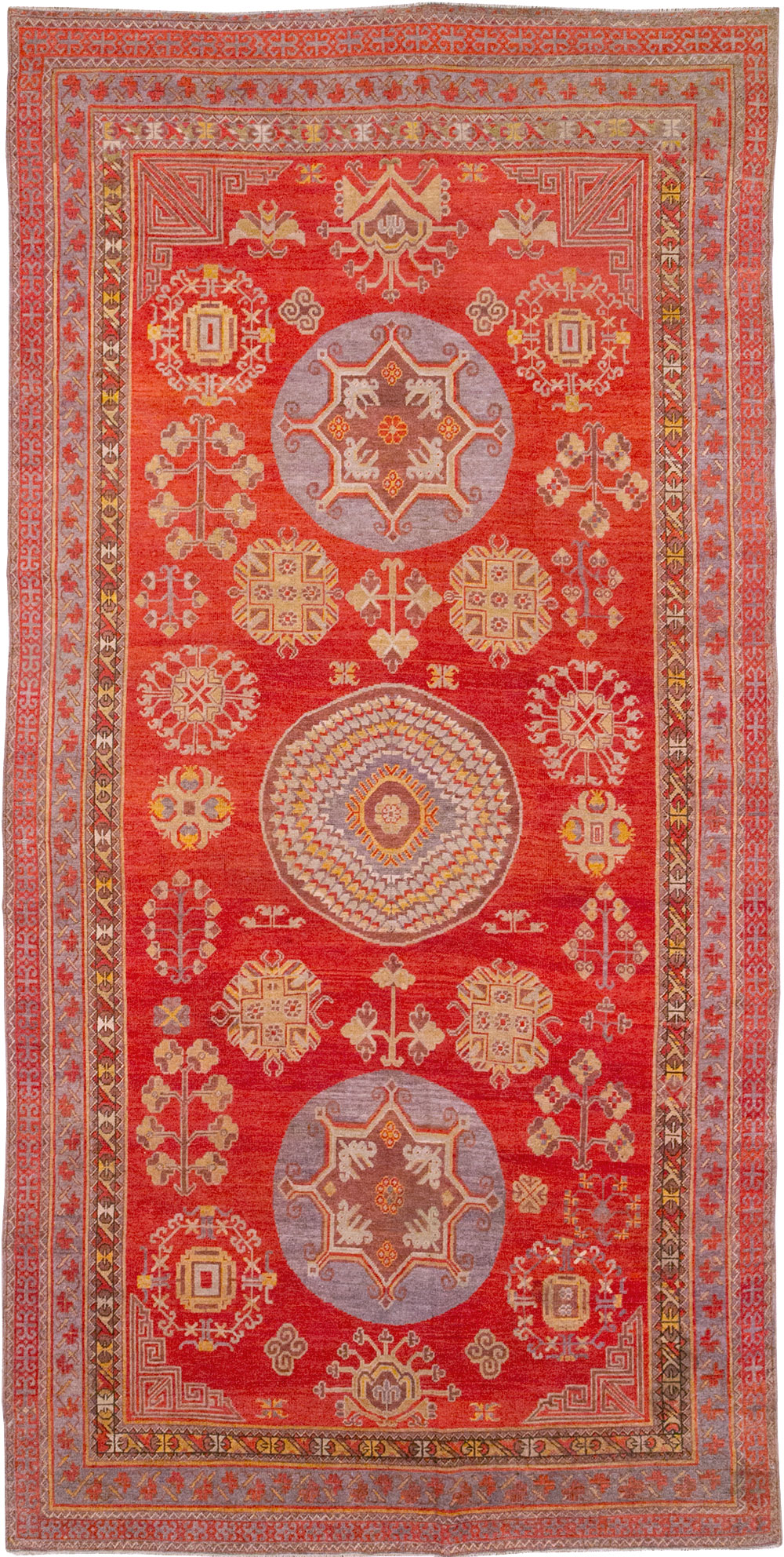 Antique East Turkestan Khotan Gallery Carpet, No.29616 - Staging