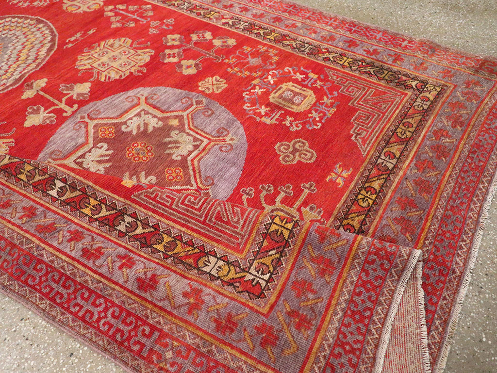 Antique East Turkestan Khotan Gallery Carpet, No.29616 - Staging