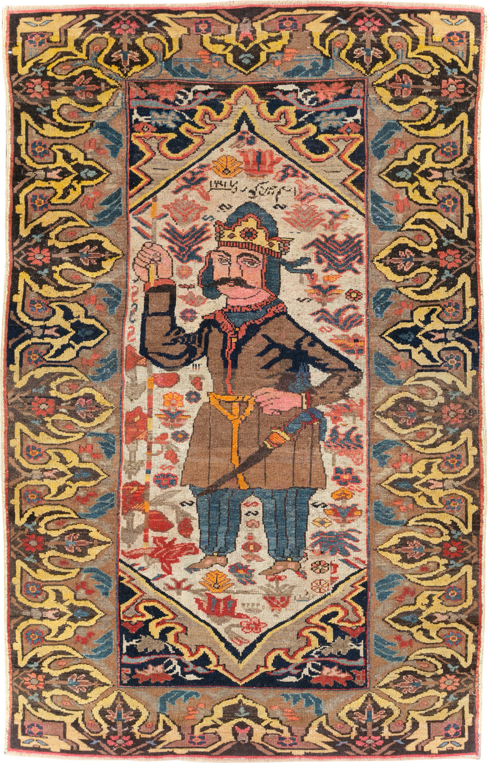 Antique Persian Kurdish Rug, No.29621 - Staging