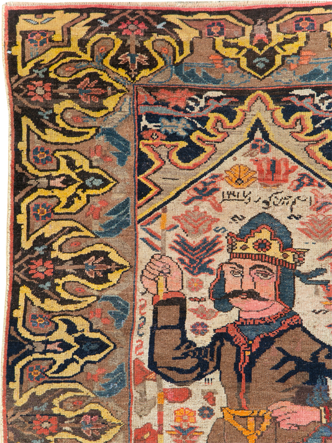 Antique Persian Kurdish Rug, No.29621 - Staging