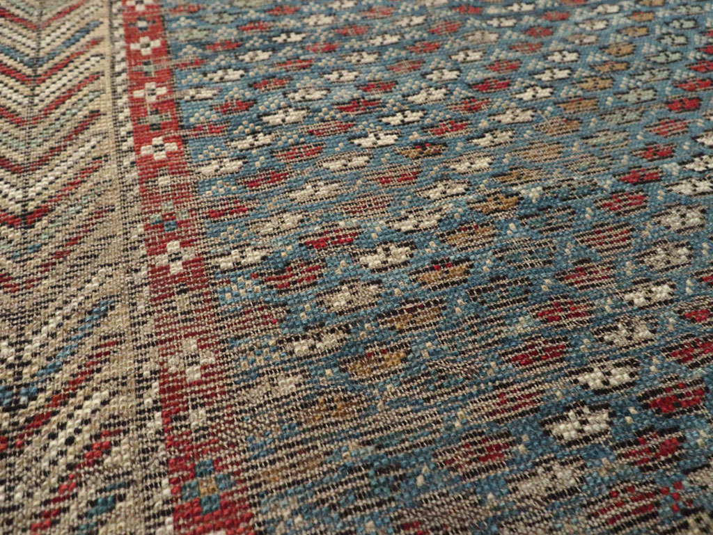 Distressed Antique Caucasian Shirvan Throw Rug, No.29626 - Staging