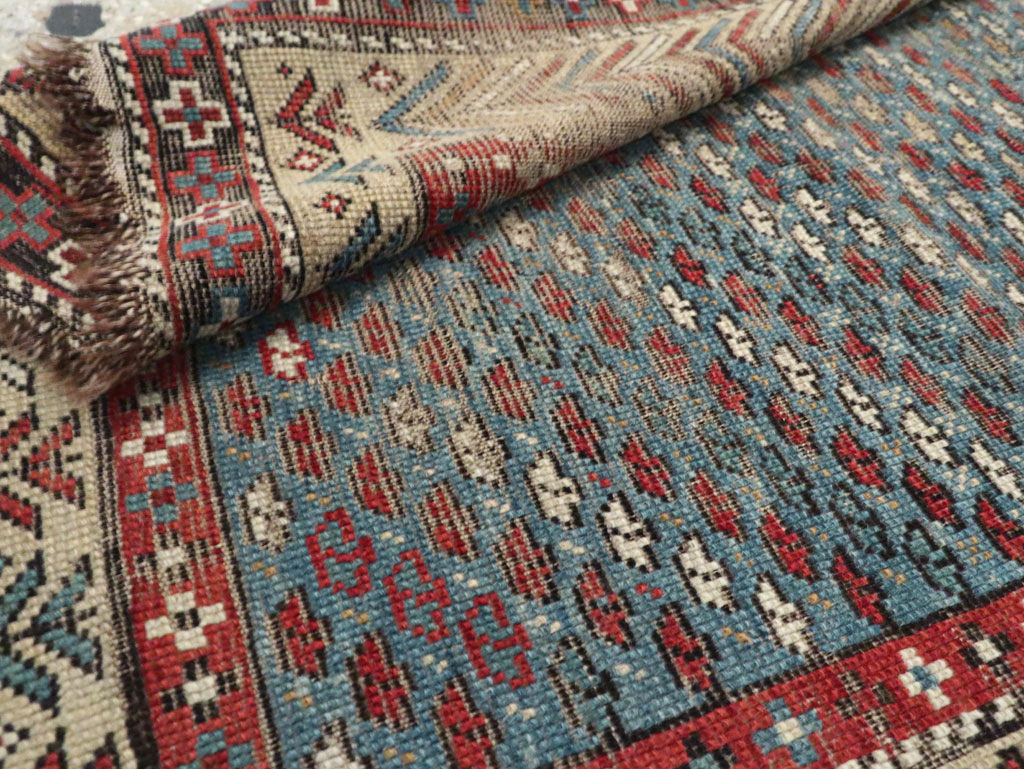 Distressed Antique Caucasian Shirvan Throw Rug, No.29626 - Staging