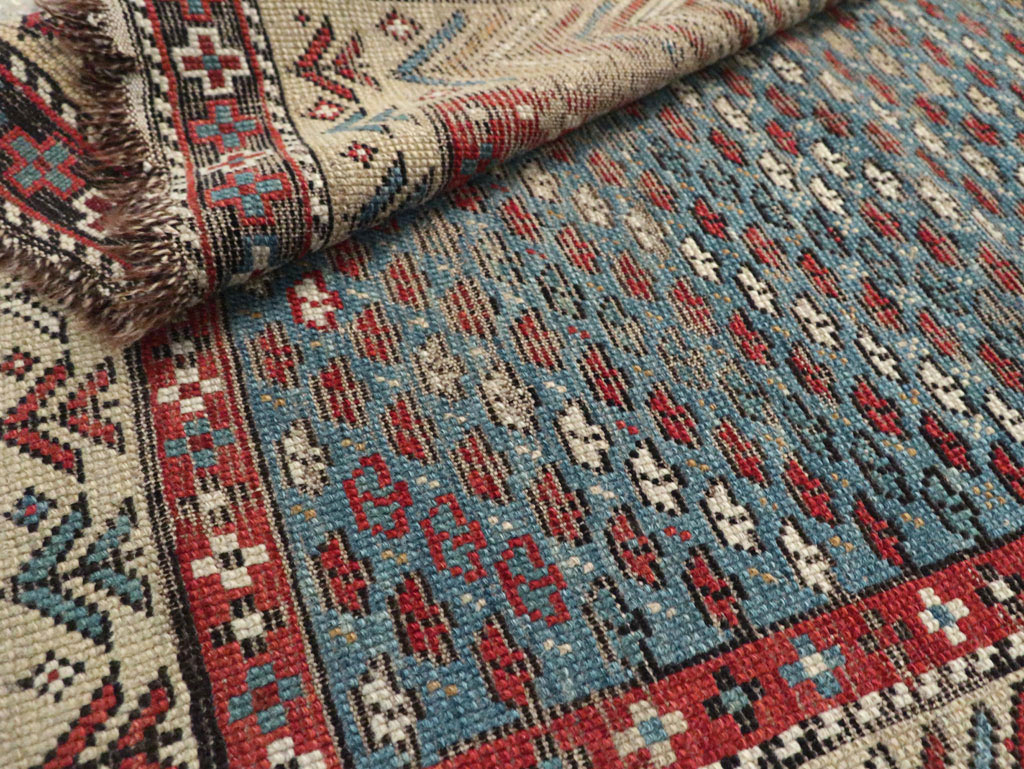 Distressed Antique Caucasian Shirvan Throw Rug, No.29626 - Staging