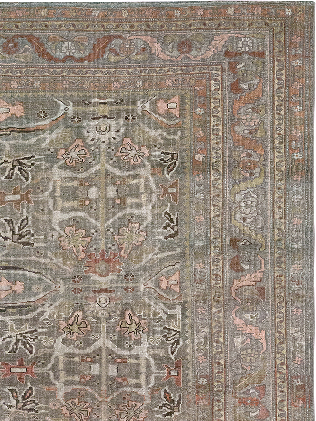 Antique Persian Bidjar Accent Carpet, No.29638 - Staging
