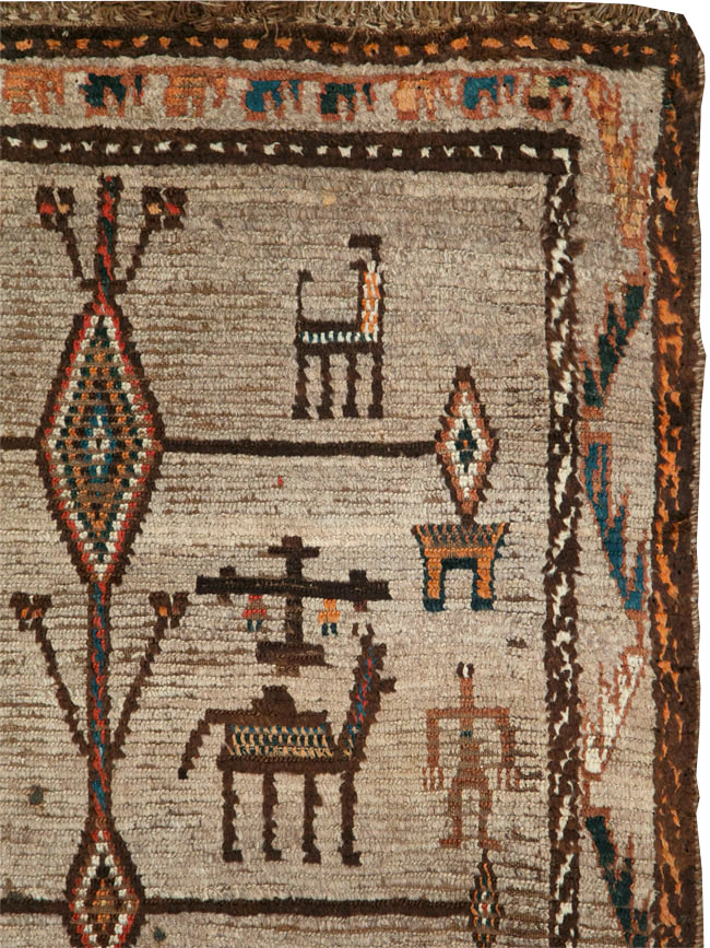 Vintage Persian Gabbeh Pictorial Rug, No.29640 - Staging