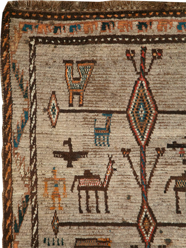 Vintage Persian Gabbeh Pictorial Rug, No.29640 - Staging