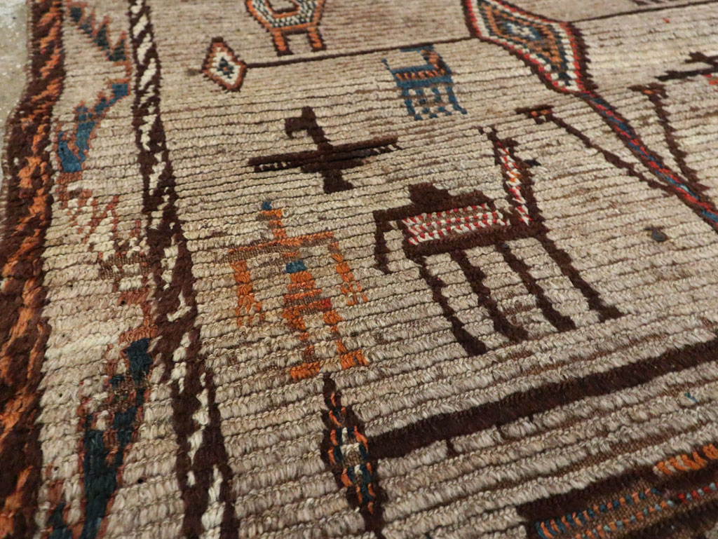 Vintage Persian Gabbeh Pictorial Rug, No.29640 - Staging